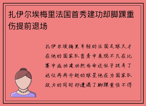 扎伊尔埃梅里法国首秀建功却脚踝重伤提前退场